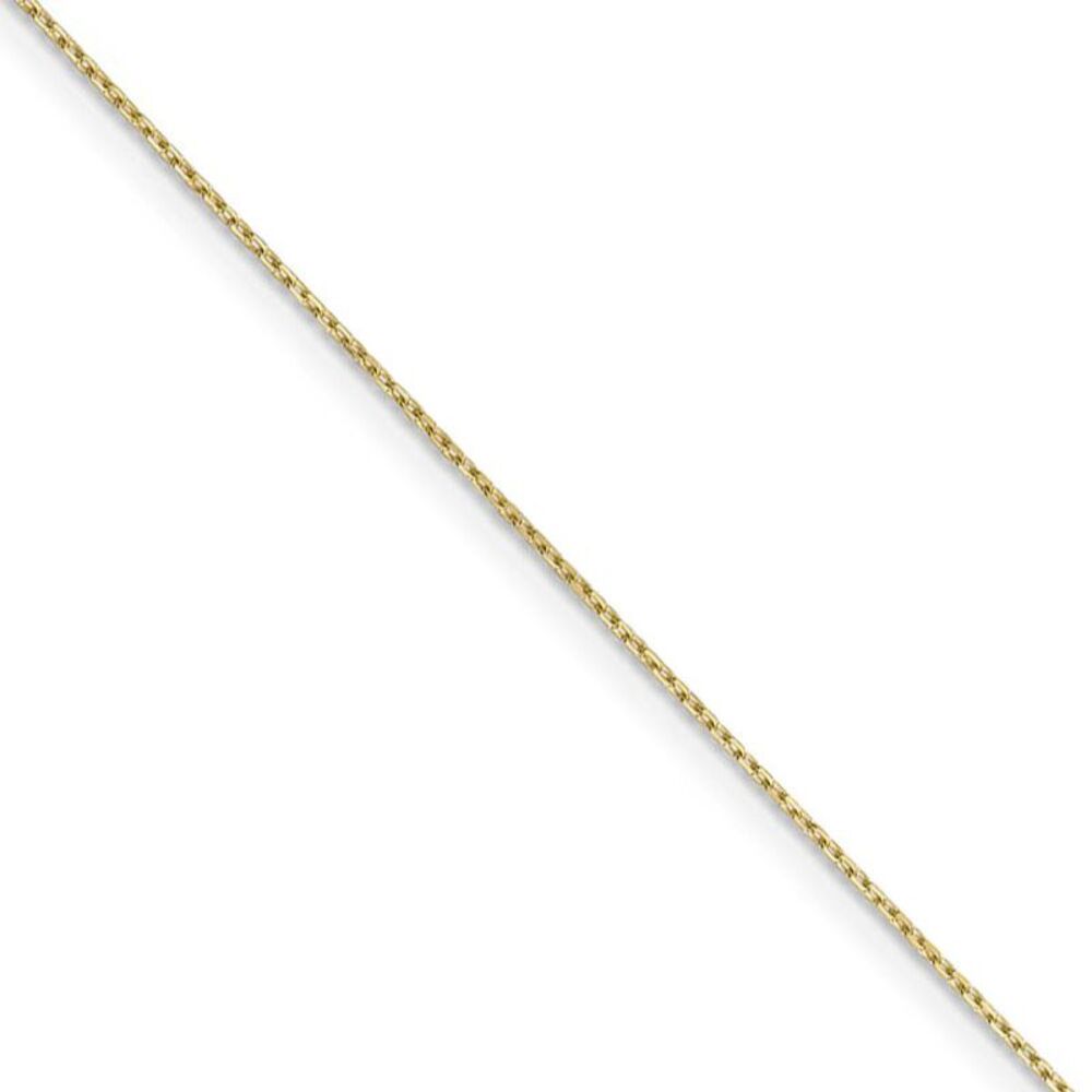 0.8mm, 10k Yellow Gold, Diamond Cut Cable Chain Necklace, 18 Inch